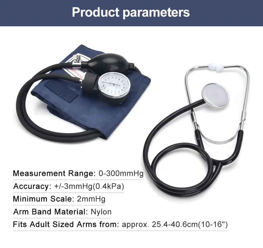 Blood Pressure Monitor Diastolic Sphygmomanometer Doctor Stethoscope Manual Cuff Use Health Measure Systolic home Device