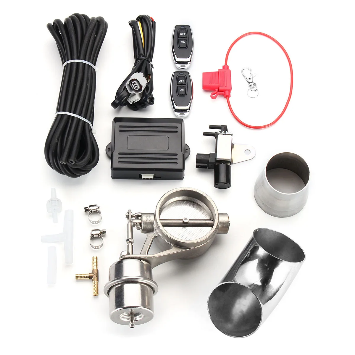 

2.5 Inch 2.5" 63mm Car Air Pipe Close Style Steel Exhaust Remote Control Valve Set With Vacuum Actuator Car Sound Adjustable