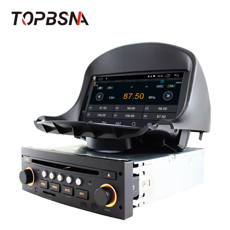 Perfect TOPBSNA Android 9.0 1 Din Car DVD Player For Peugeot 206 206CC 2007-2014 GPS Navi Car Radio Multimedia WIFI Stereo Headunit RDS 3
