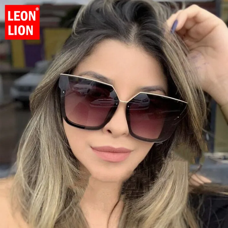LeonLion квадратные большие солнцезащитные очки женские зеркальные женские/мужские