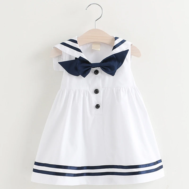 В году, новое милое платье для девочек Дети ремень кружева рукавов лук Лето прекрасная одежда для девочек от 3 до 7 лет дети принцесса платья - Цвет: AX796 White