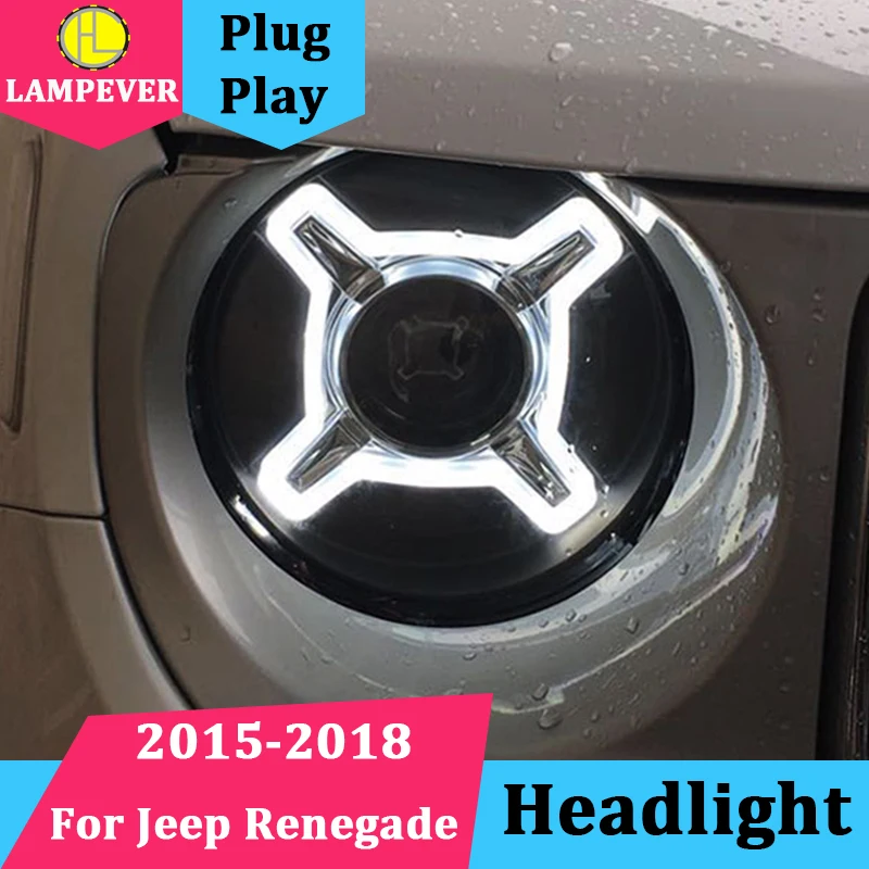 Автомобильный Стайлинг фар в сборе для JEEP Renegade фар светодиодный DRL двойной объектив Биксенон Hid Высокий Низкий Луч