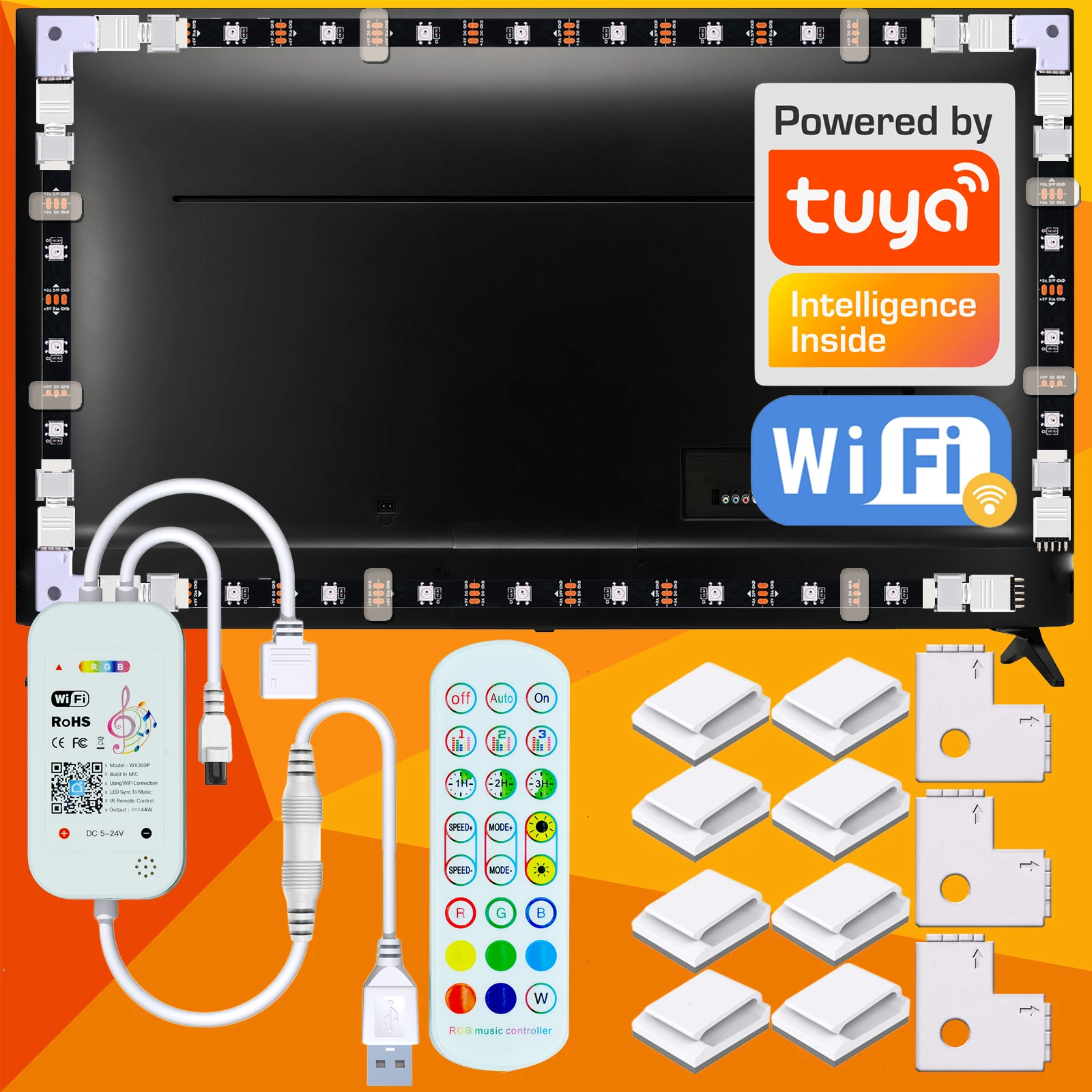 LED Strip For TV WIFI USB Light With Connector RGB Backlight Remote Control Smart work with Alexa | Освещение