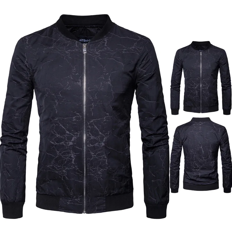 AliExpress Ouma, Мужская осенняя одежда, стиль, куртка, Мужская, корейский стиль, приталенная, с принтом молнии, мужская куртка, топы