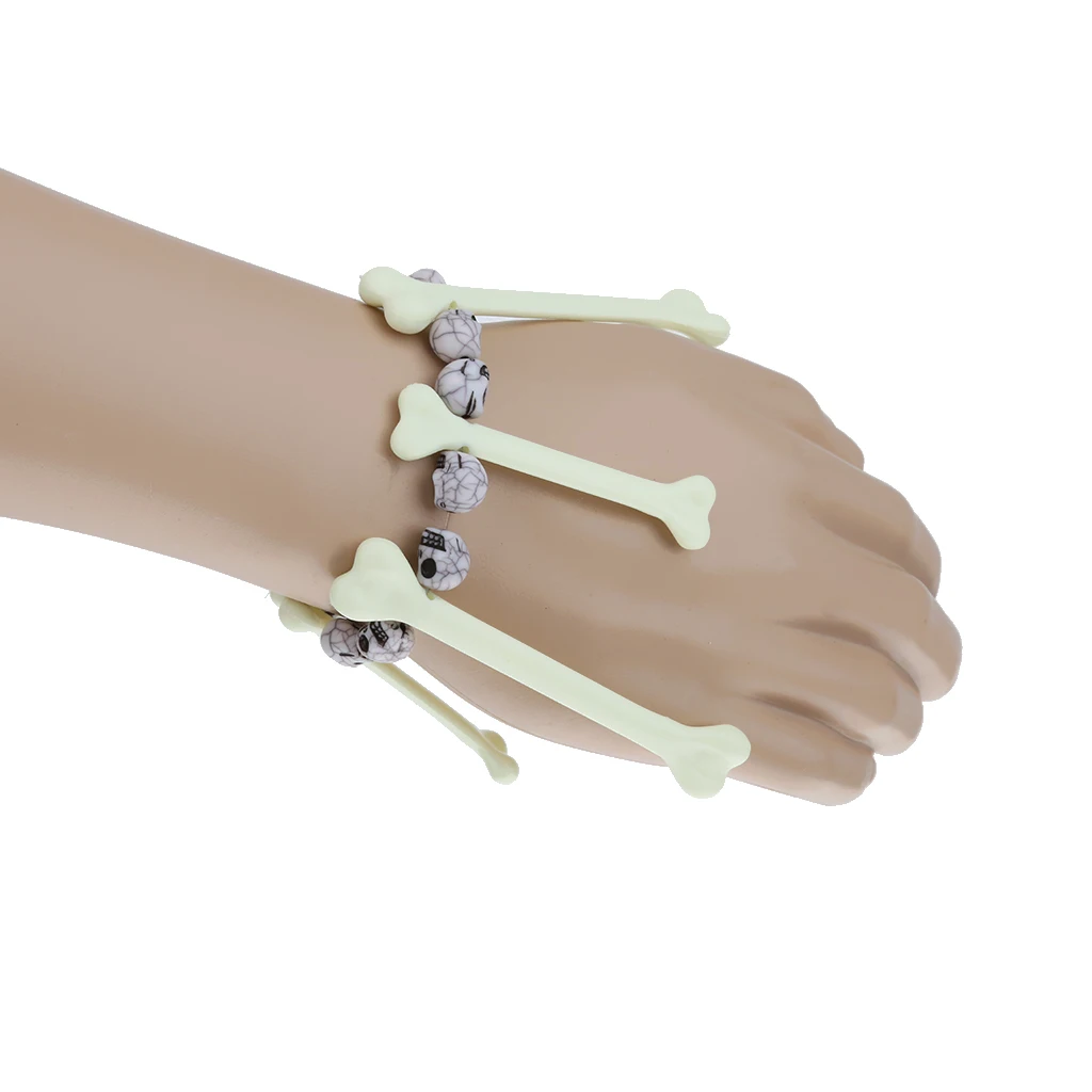 Indian Bone Skull Head Beaded Bracelet Navajo Costume Jewelry