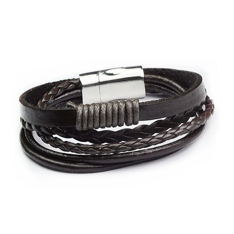 MESTILO мужские плетеные кожаные браслеты и браслеты черного и коричневого цвета с магнитным элегантным браслетом для мужчин новинка - Окраска металла: 003