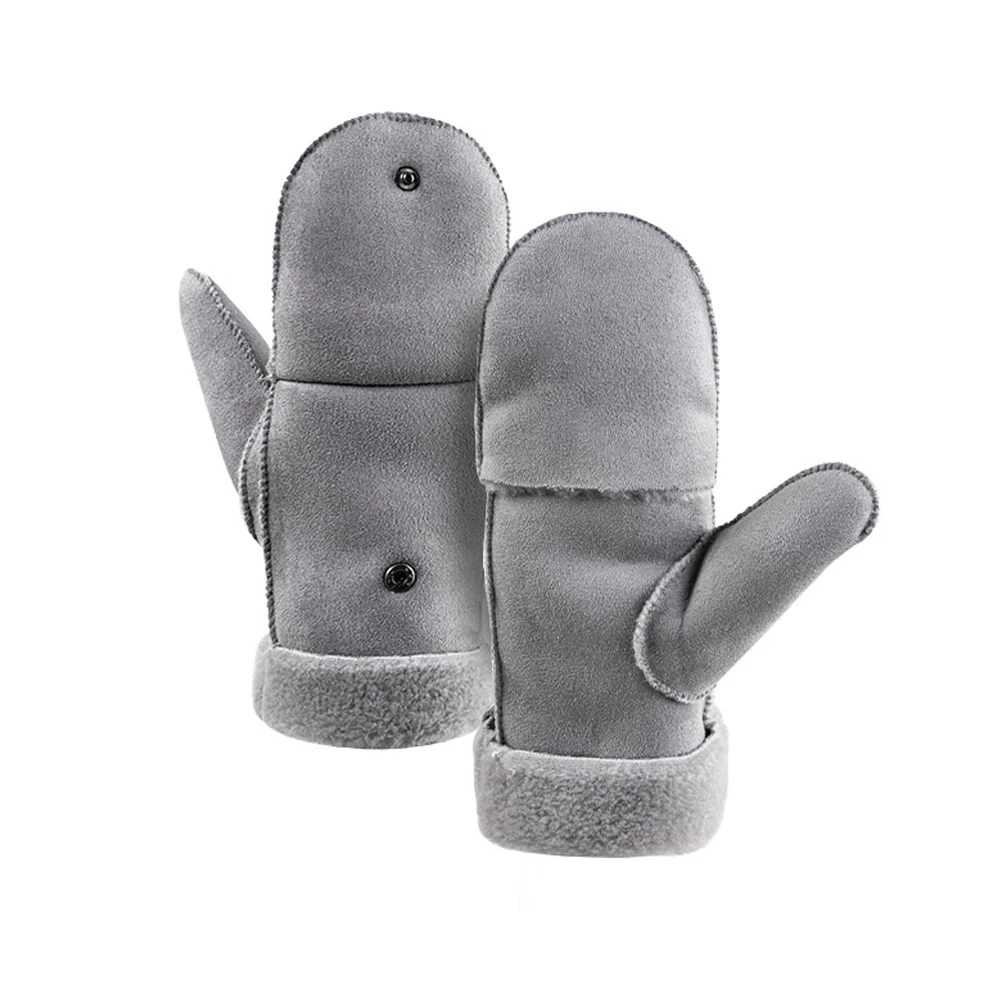 Grey 1 Pair 1 пара, Утепленные перчатки на пол пальца, зимние теплые варежки для мужчин и женщин, для улицы, кемпинга, двойного назначения, для пеших прогулок, велоспорта, мотоцикла, перчатки - Цвет: Grey 1 Pair