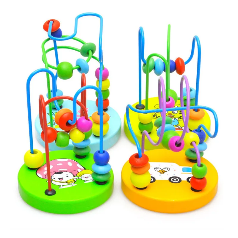 

Children'S Educational Wooden Toys Mini Bead-stringing Toy Cartoon Small Bead Rack Early Education ENLIGHTEN Beaded Bracelet Bab