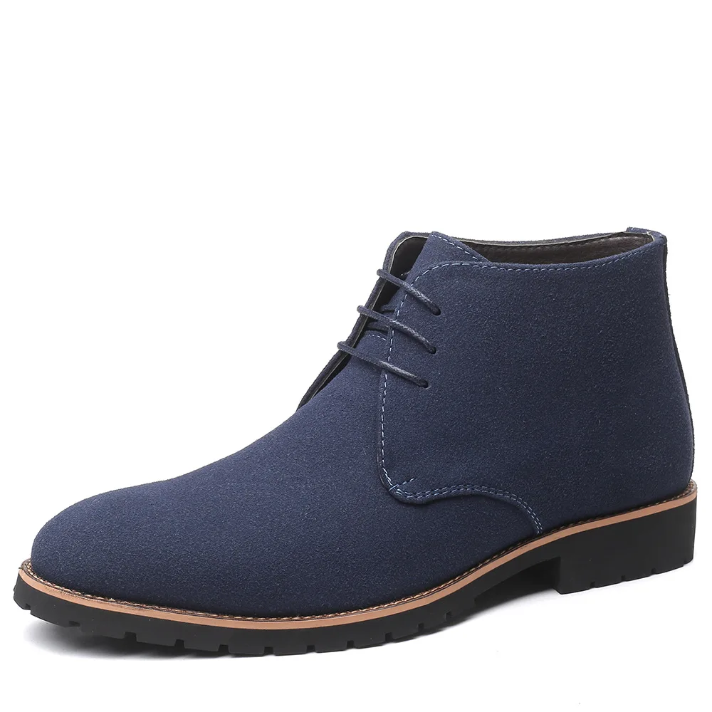 Men's Ankle Chelsea Boots - Cow Suede Leather. Slip-On Style - true deals club