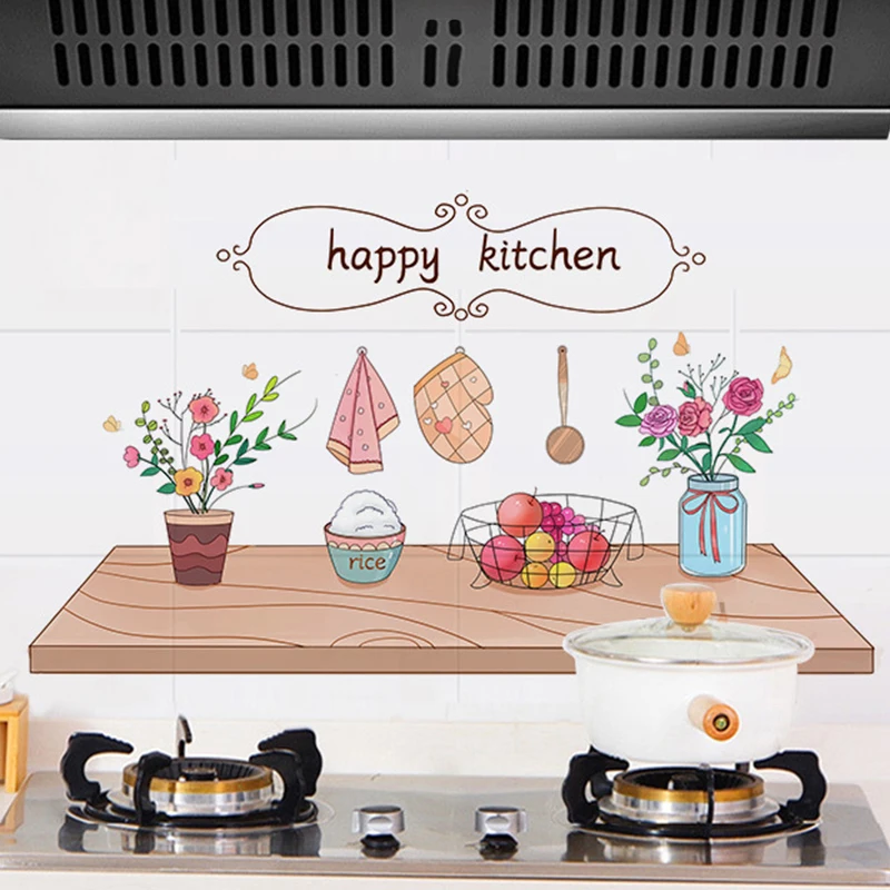 

DIY Waterproof Kitchen Stove Oil Proof Stickers Self Adhesive Anti Fouling Wallpaper High Temperature Resistance Removable