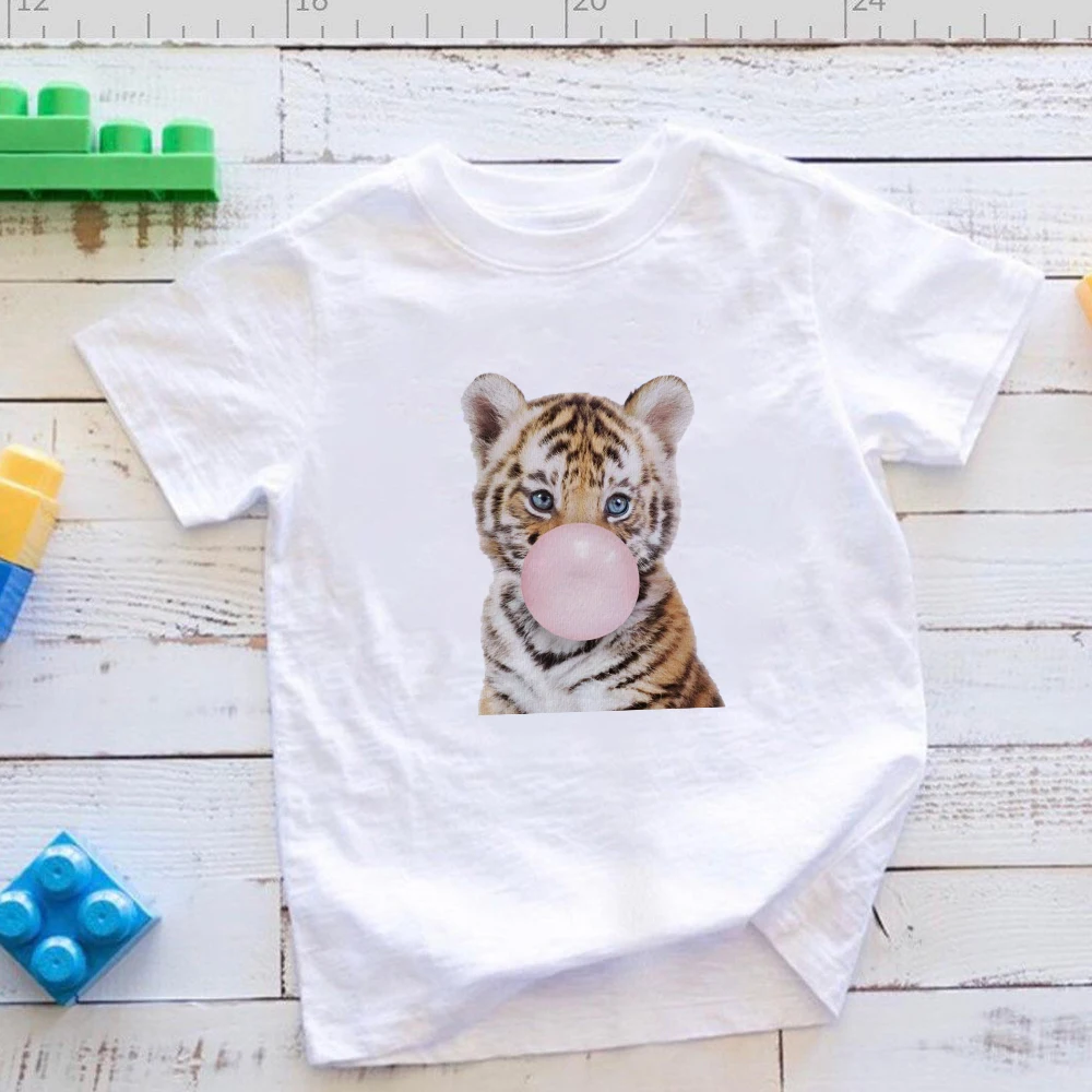 

Creative Hipster Breathable T Shirt Baby Boys Clothes Children T-shirt Little Tiger Blowing Bubbles Graphic T Shirt Фђболки