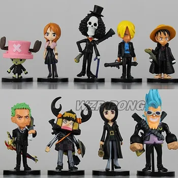 

WZP PONG 65nd Black One Piece Luffy Chopper Figurine Dolls Toys PVC Action Figure Model Toy Kids Gift 9 Pcs/set