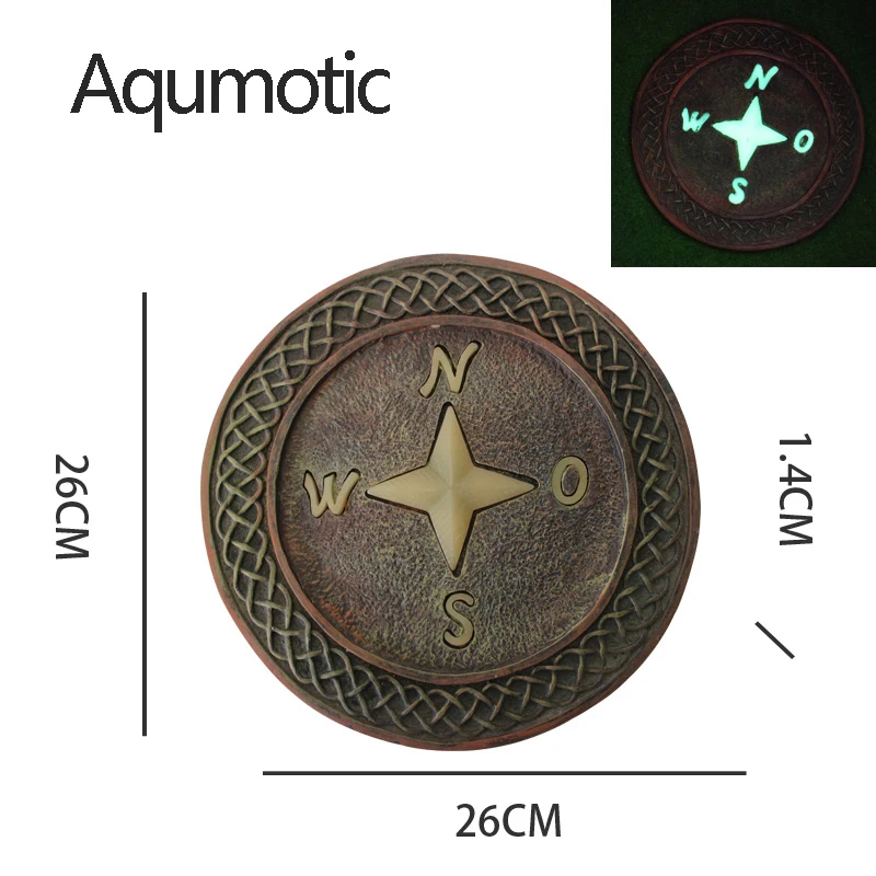 Aqumotic Yard Stepping Stone Kits for Kids Home Solar Balance Handprint Decor Round Outdoor Luminous Sign Garden Footprint - Цвет: compass