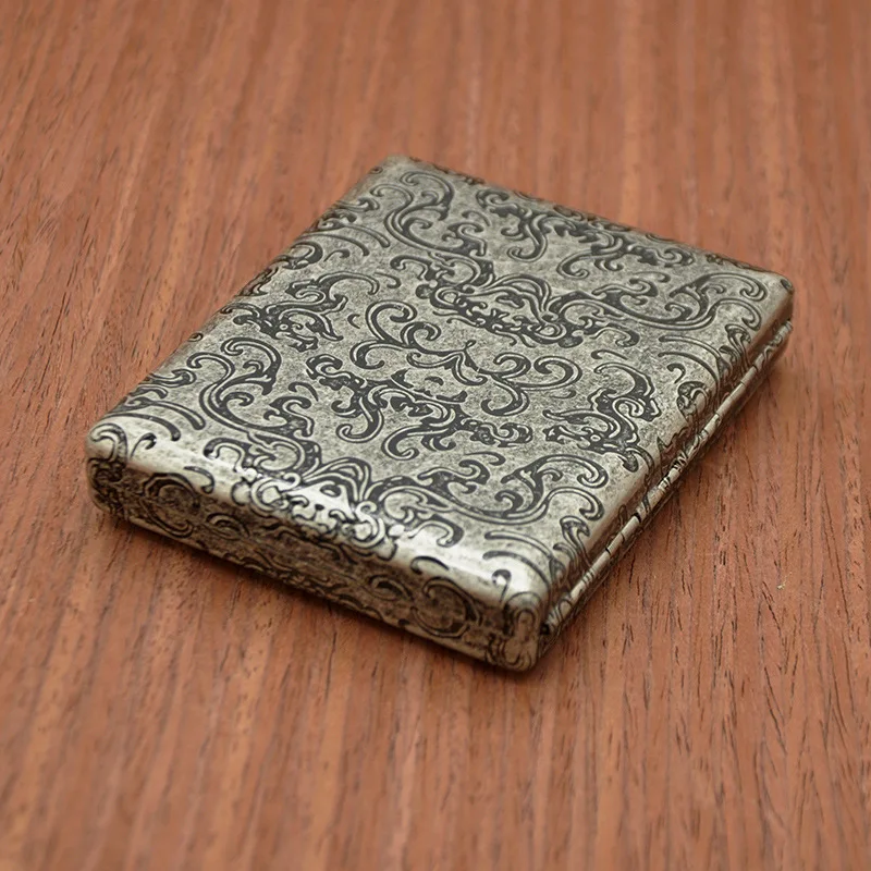 Antique Brass Paisley Cigarette Case (Regular Size Cigarettes)