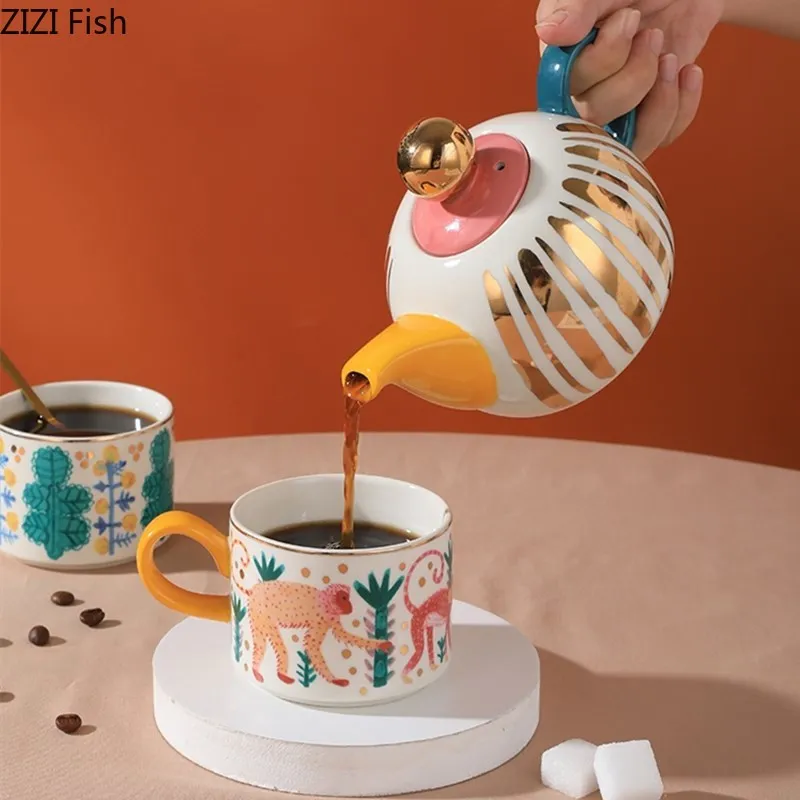 Creative Office Tea Set Ceramic Mug Teapot Afternoon Tea Coffee Cup European Style Home Living