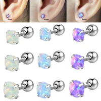 1PC 361L Surgical Steel Opal Tragus Cartilage Earring 16g End Ball  Cz Gem Round Tragus Cartilage Earring Piercing Body Jewelry 1