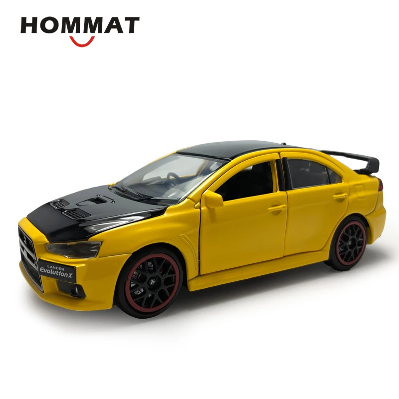 HOMMAT 1:32 Масштаб Mitsubishi Lancer EVO X с черной крышей сплав металла Diecasts& игрушечные машинки модели Машинки Игрушки для детей - Цвет: Yellow