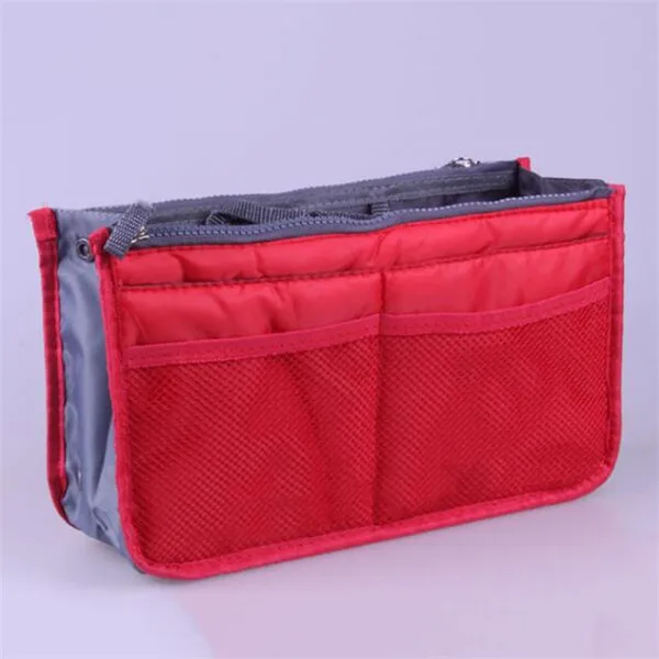 Nylon Cosmetic Bags For Women Tote Insert Double Zipper Makeup Bag Toiletries Storage Bag Girl Outdoors Travel Make Up Organizer Red
