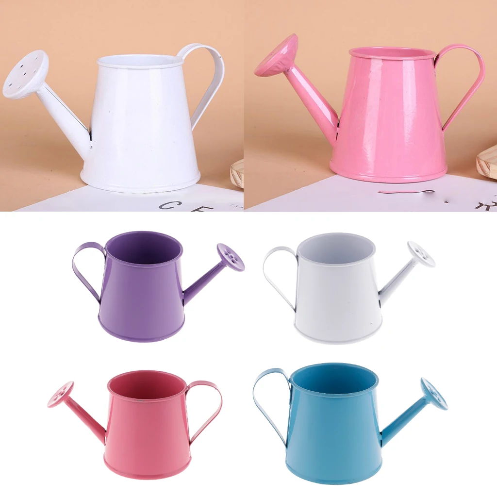 4Pcs Creative Mini Metal Iron Watering Can Garden Flower Pot Plant Planter Home Decor