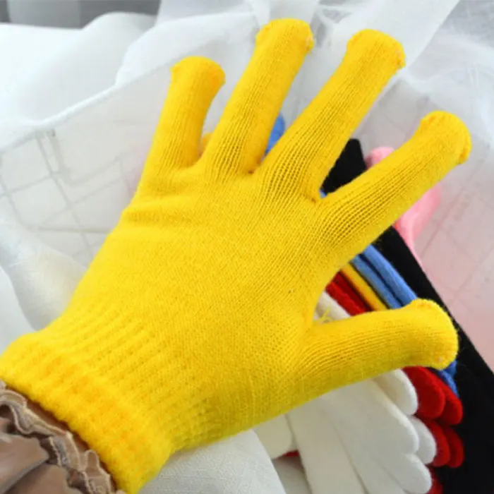 12 пар, Детские теплые одноцветные перчатки, зимние эластичные вязаные перчатки для мальчиков и девочек, для выступлений, XRQ88