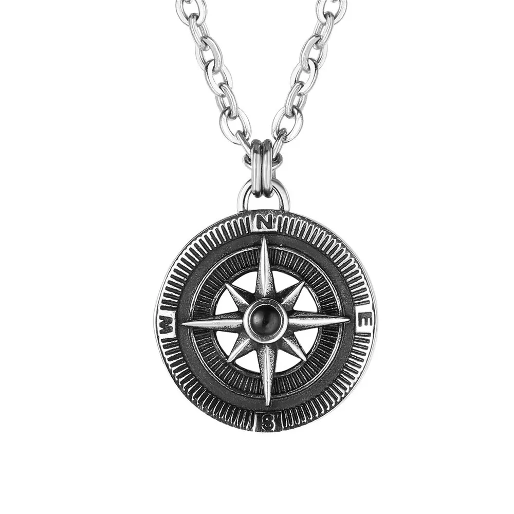 

Compass Round Pendant Necklace Men's Necklace New Fashion Retro Metal Pendant Accessories Party Jewelry
