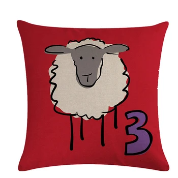 

Cartoon Sheep Throw Pillow Cushion Cover 45*45cm Linen Cute PillowCase Standard Decorative Pillowslip Pillow Protector