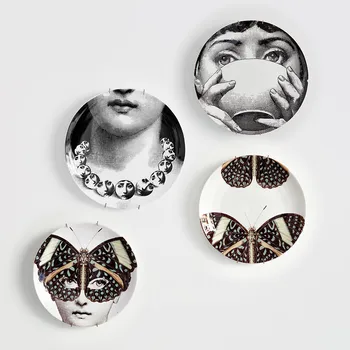 

8 Inch Plates Home Decoration Christmas Decoration Dinner Plate Decorative Wall Dishes Black&white Decorative Plate