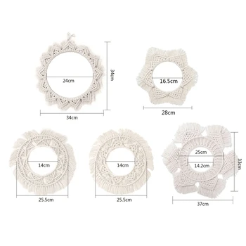 

Macrame Mirror Handmade Tapestry Makeup Hanging Wall Mirrors Bohemian Decoration for Apartment Living Room Bedroom