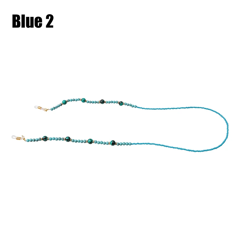 Blue 2 SOOLALA, бирюзовая цепочка для солнцезащитных очков, шнурок, шнурок, нескользящий шнур для очков, цепочка для очков, бусины Brillen Koord в подарочной упаковке - Цвет: Blue 2