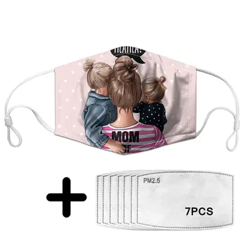 

2020 Women Men Mouth Mask with Super Mama Print Reusable Protective Mask for Children Kids Dust PM2.5 Filters Drop Maska Na Usta