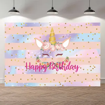 

NeoBack Unicorn photography backdrop birthday flower banner Dessert table Background photo booth photocall original design
