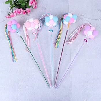 

1pcs Pet Cat Toy Teaser Cat Teasing Stick Toy Fairy Ball Bell Tassels Interactive Stick Cat Supplies