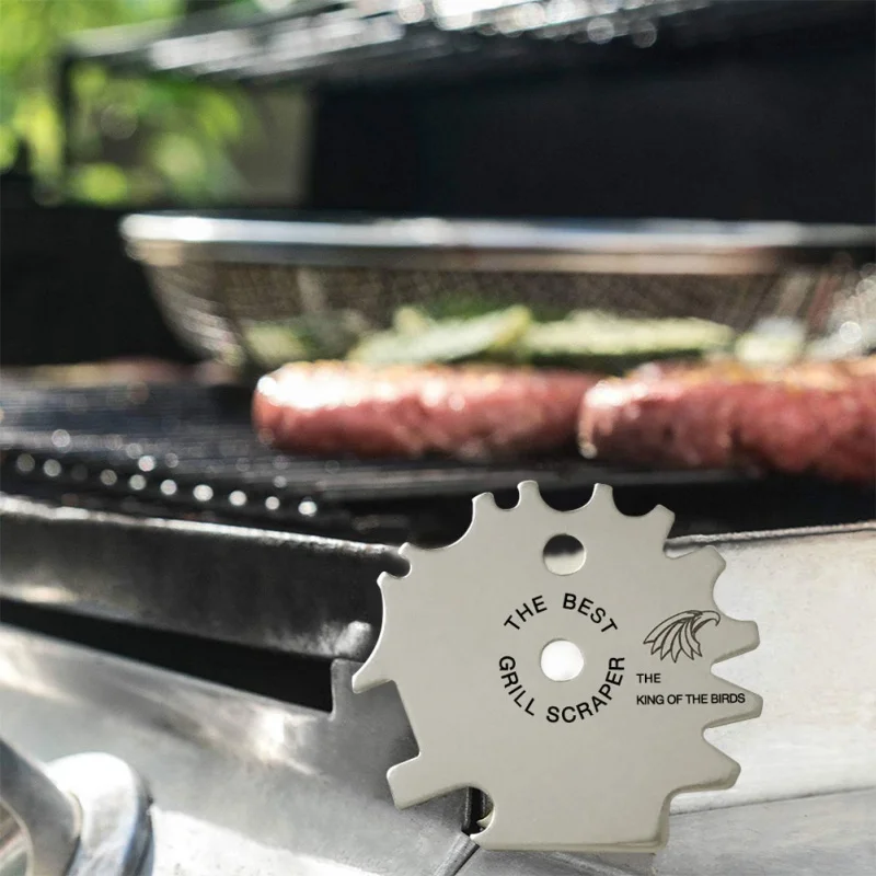 

Portable Stainless Steel Grill Scraper with The Best Grill Scraper Letters BBQ Accessories Cleaning Blade Barbecue Cleaning Tool