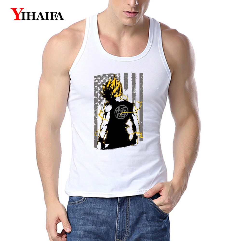 

YIHAIFA Men Tank Top Sleeveless Shirts Dragon Ball Printed Men's Fitness Shirt Singlet Bodybuilding Workout Gym Vest Tees