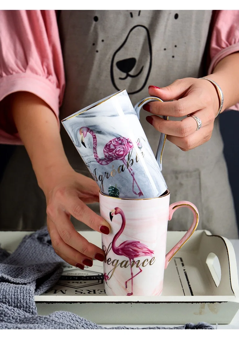 Кружка с Фламинго Mr Mrs, керамическая кофейная кружка с мраморным узором, подарок для влюбленных, свадебный подарок, посуда для напитков для дома и офиса, Прямая поставка