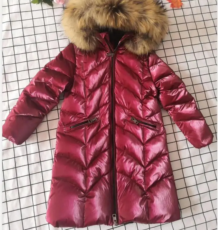 Детский пуховый костюм зимняя пуховая куртка года для девочек ростом 95-145 см детская одежда пуховики для девочек Детская Длинная утепленная верхняя одежда для мальчиков, l - Цвет: Красный