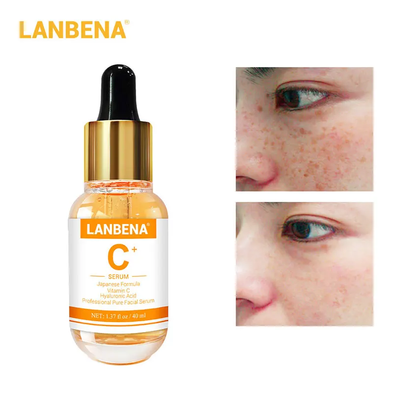 LANBENA Vitamin C Serum 40ml Whitening Facial Essence Remover Speckle Fade Dark Spots Brighten Nourishing Face 4