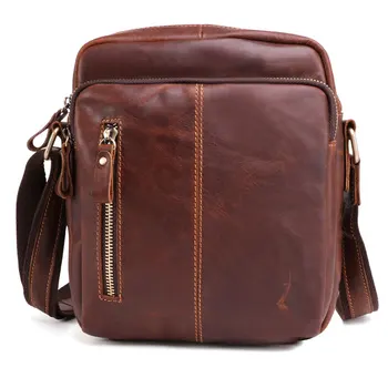 

Small Men's Real Genuine Leather Shoulder Bag Male Cowhide Leather Messenger Bag for Men Handbag Crossbody Bag for Tablet Pad