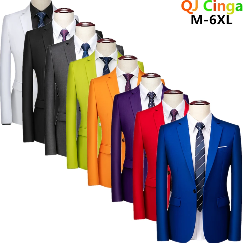 Single Button Men's Blazer Fashion Slim Men Suit Jacket Wedding Dress Coat Asian Size