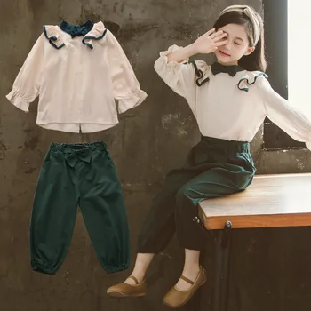 

2020 kids clothing Autumn spring girls set Long Sleeve Top+ Pants 2 Pcs Girls School Cute Sport Clothes Set