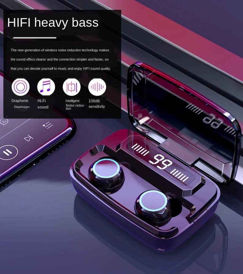 

Wireless Bluetooth Earphone with Microphone Sports Waterproof Wireless Headphones Headsets Touch Control Music Earbuds For Phone