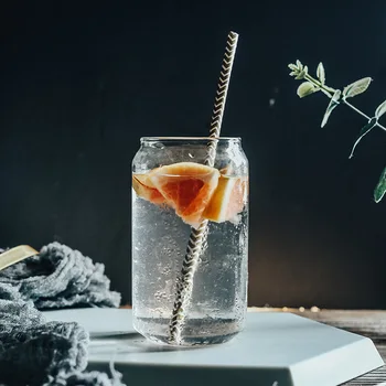 

Creative Can Shape Glass Simple Transparent Juice Cup Large Capacity Household Ice Coca Drink Mug Coffee Milk Cups Water Tumbler