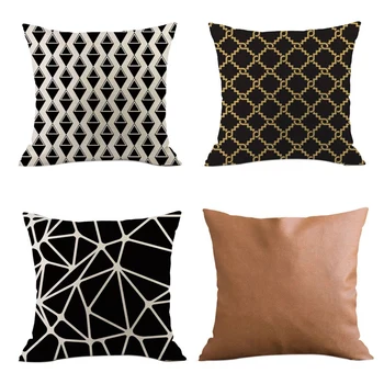 

Pack of 4 Decorative Cushion Throw Pillow Covers Linen ,Modern Geometric Wave Patterns,Decorative Cushion Covers For Sofa Bedr