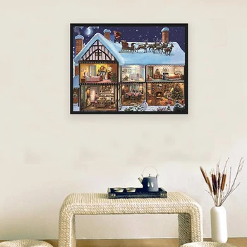 

5D Diy Diamond Painting Round Christmas Eve Diamond Paintings Santa Claus Gives Gifts Diamond Embroidery Home Decor