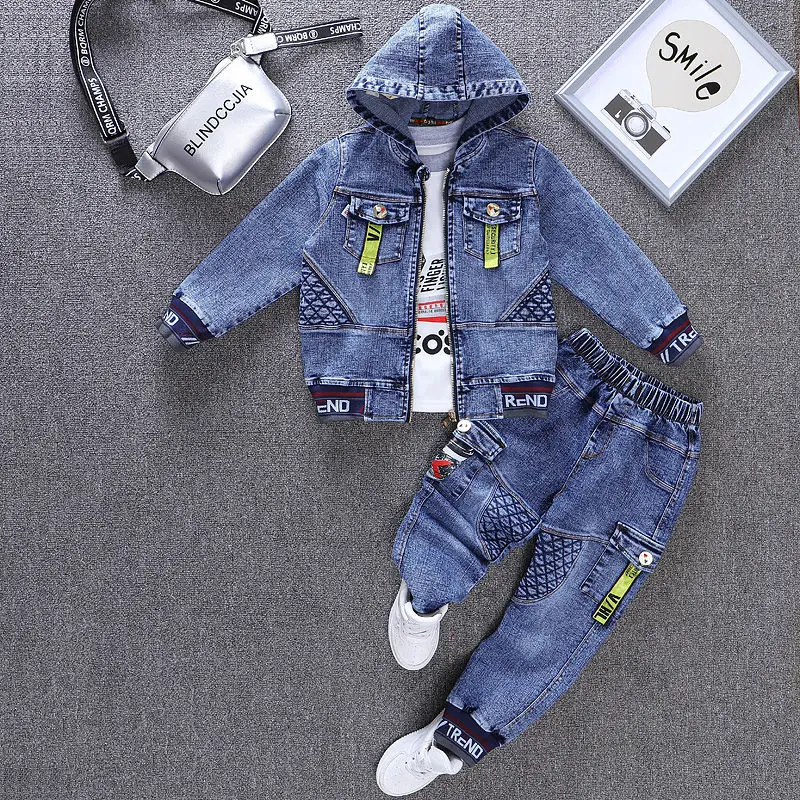 Spring & Autumn Cowboy Child Sets New 2022 Korean Version Clothes For Teens Kids Clothes Boys Two-Piece Denim Coat Casual Jacket - Image 3