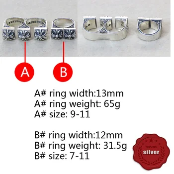 

A127 S925 Sterling Ring Personality Fashion Retro Punk Hip-hop Style Simple Domineering Cross Flower Shape Gift For Hot Party