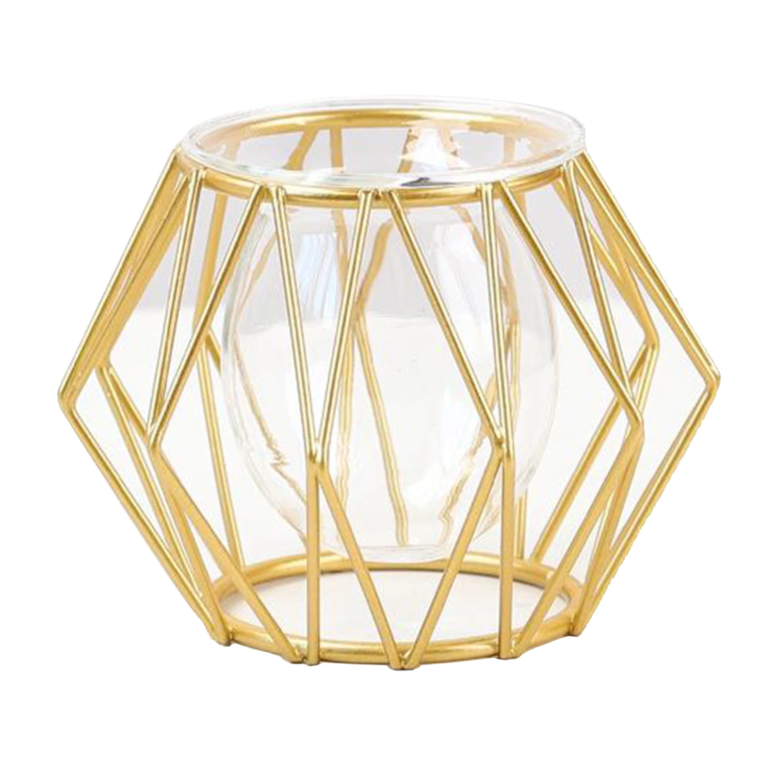 Metal Wire 3D Geometric Flower Vase Home Plant Desktop Plant Pot Centerpiece