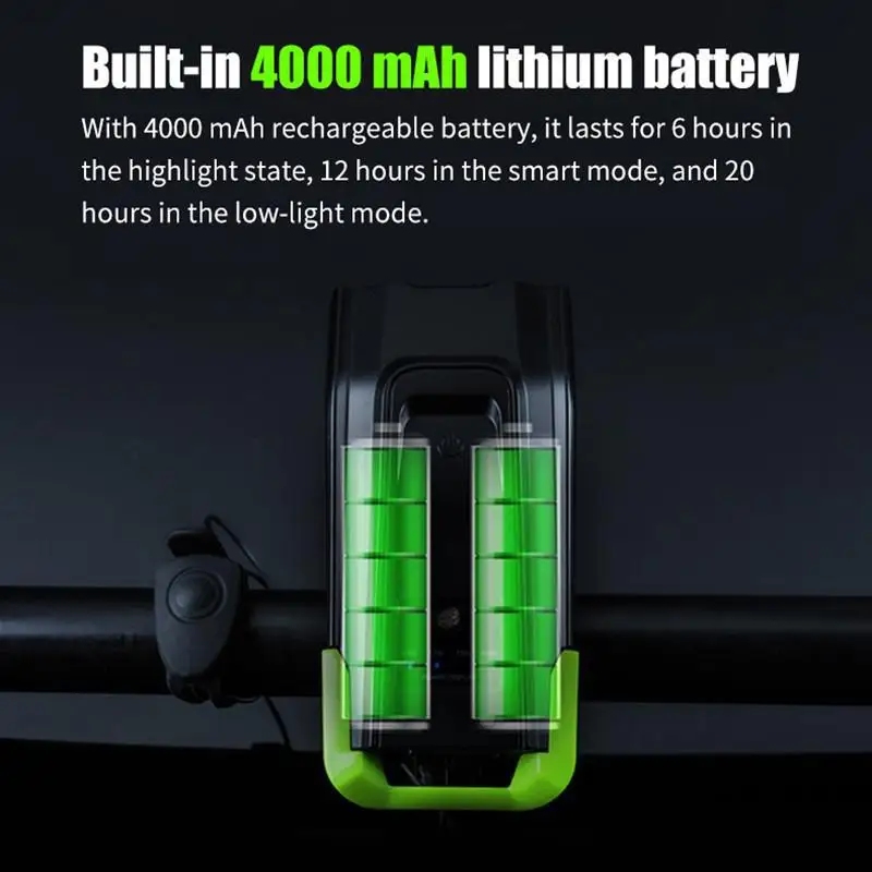 HobbyLane 4000 мАч индукционный велосипедный передний светильник USB Перезаряжаемый умный головной светильник 2-светодиодный светильник-вспышка для горных велосипедов