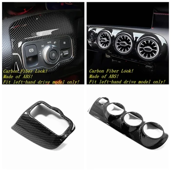 

Yimaautotrims For Mercedes Benz A Class W177 A200 A220 2019 2020 Middle Air AC Outlet Vent / Head Lights Lamps Button Cover Trim