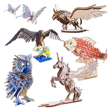

Simulation 3D Wooden Jigsaw Puzzle Toy 3D Hand Assembled Animal Model DIY Laser Edition